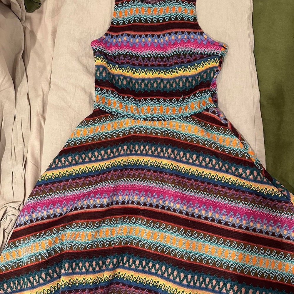 Racer back skater dress with multiple colors.